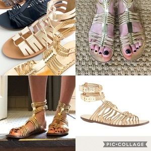 J.Crew braided gladiator sandals Metallic gold 9